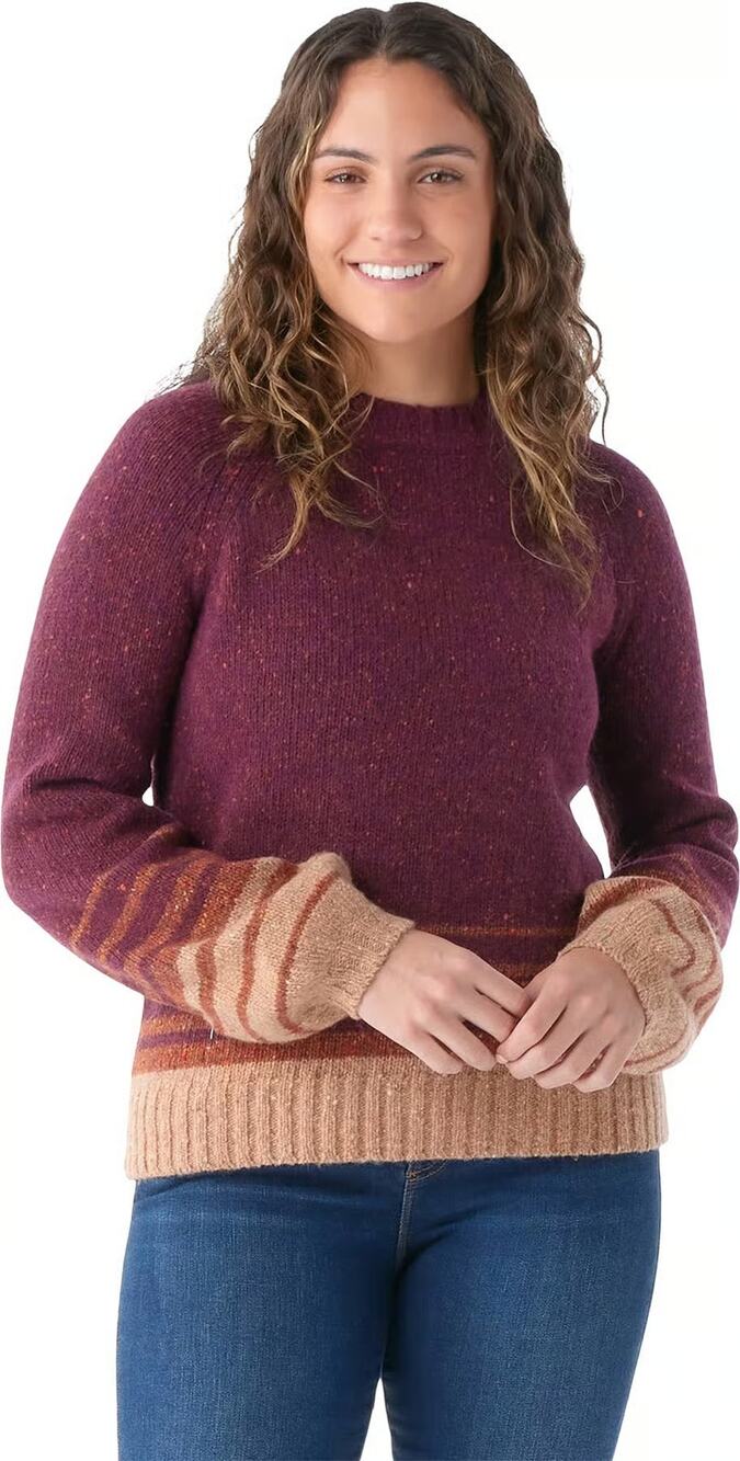 Smartwool Cozy Lodge Ombre Sweater Women's Size Large Ribbed Mock Balloon Sleeve